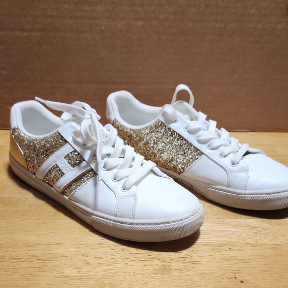Tommy Hilfiger White Sneakers with Gold Glitter Panels - Picture 4 of 4